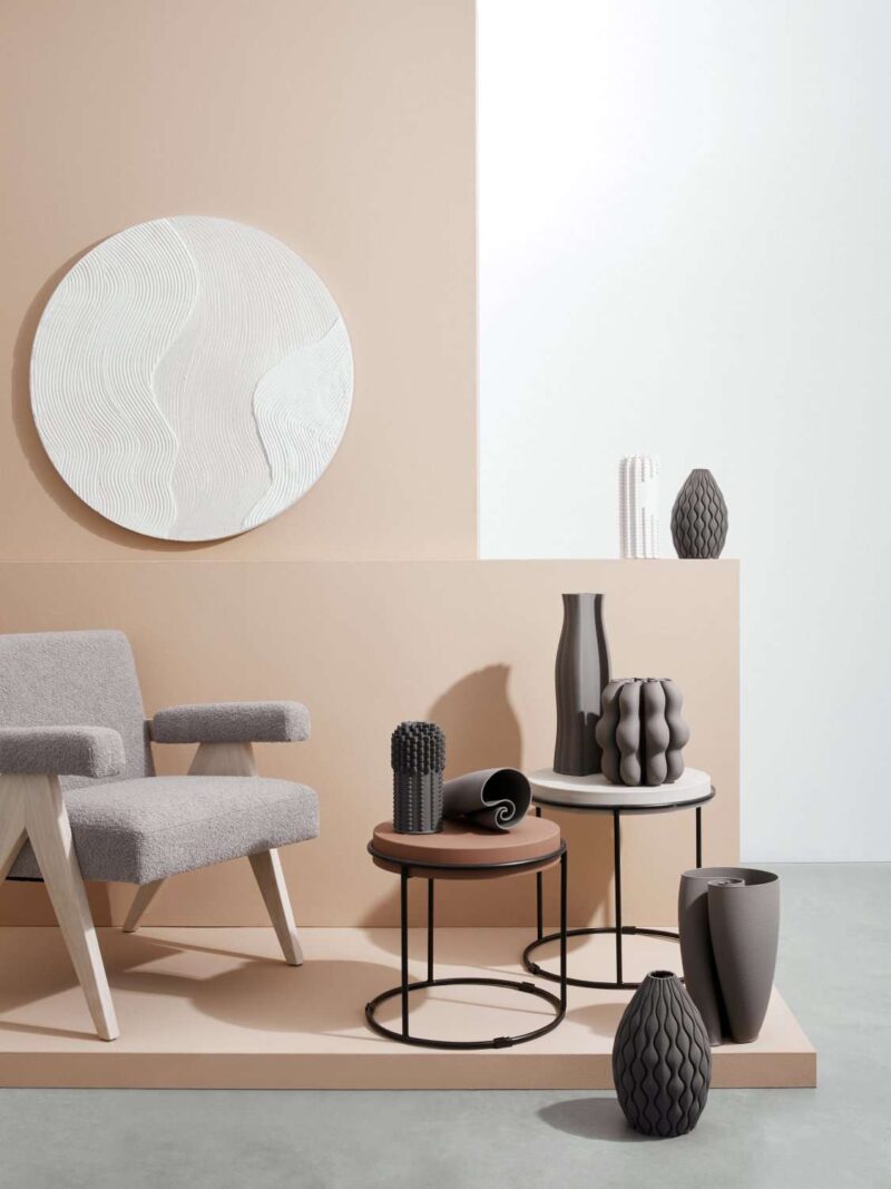 Vaso Rowan Tortora Ceramica Stampata In 3D Impermeabile