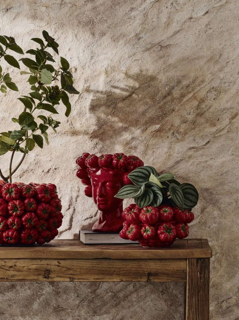 Vaso Gazpacho Lady Rosso H29 Ceramica Impermeabile