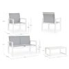 Salotto Kallen Bianco Set 4 Pezzi In Alluminio E Textilene