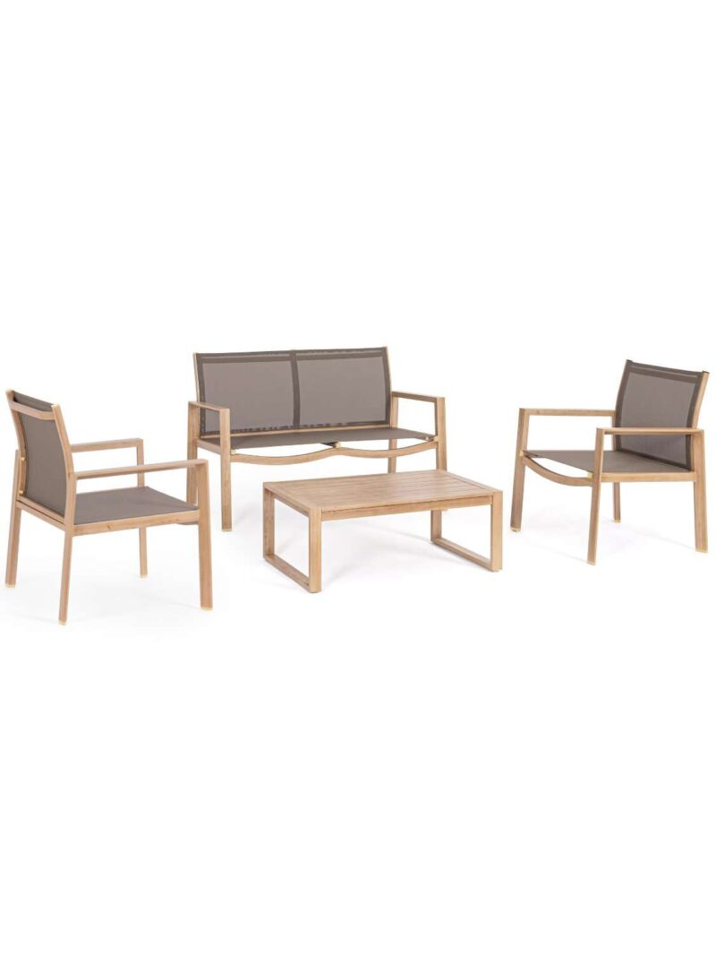 Salotto Kallen Naturale Set 4 Pezzi In Alluminio