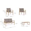 Salotto Kallen Naturale Set 4 Pezzi In Alluminio