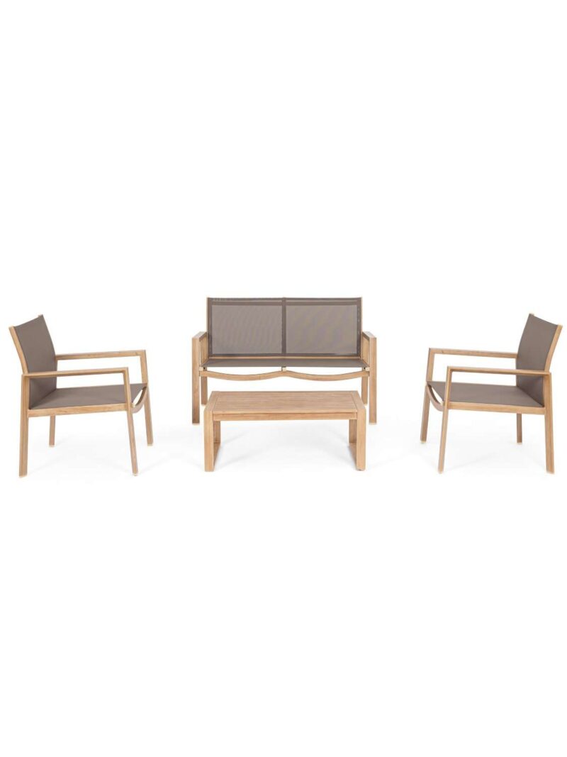 Salotto Kallen Naturale Set 4 Pezzi In Alluminio