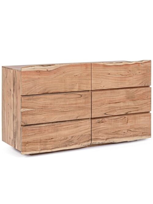 Cassettiera Aron con 6 Cassetti in Legno di Acacia