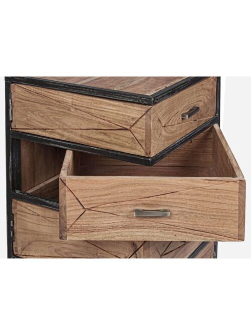 Cassettiera Egon con 4 Cassetti in Legno di Acacia e Acciaio