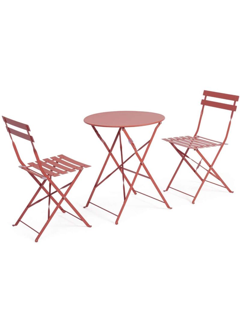 Set 3 Pezzi Bistrot Austin Terracotta 2 Sedie E 1 Tavolo