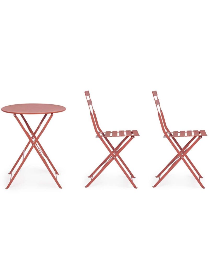 Set 3 Pezzi Bistrot Austin Terracotta 2 Sedie E 1 Tavolo