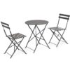 0804925 Set 3 Pezzi Bistrot Austin Antracite 2 Sedie E 1 Tavolo