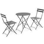 Set 3 Pezzi Bistrot Austin Antracite 2 Sedie e 1 Tavolo