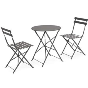 Set 3 Pezzi Bistrot Austin Antracite 2 Sedie e 1 Tavolo