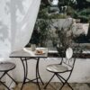 0806148-Am91 Set 3 Pezzi Tavolo Quadrato E 2 Sedie Pieghevoli Erice