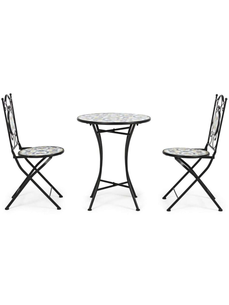 Set 3 Pezzi Tavolo E 2 Sedie Pieghevoli Positano