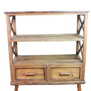 Mobiletto Vintage in Legno 3 Ripiani e 2 Cassetti