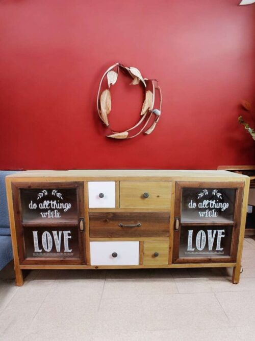 Mobiletto Vintage In Legno 2 Ante E 5 Cassetti