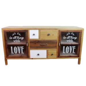 Mobiletto Vintage in Legno 2 Ante e 5 Cassetti