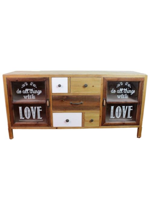 Mobiletto Vintage In Legno 2 Ante E 5 Cassetti