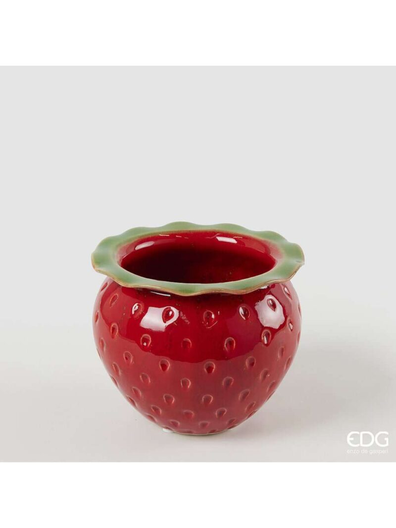 Vaso Fragola Design In Ceramica Rosso Brillante H12