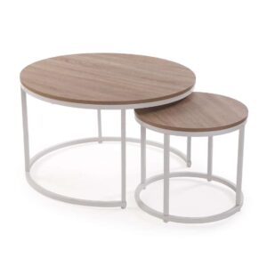 Set di 2 Tavolini Aurea Bianco 80 cm