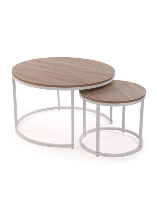 Set di 2 Tavolini Aurea Bianco 80 cm