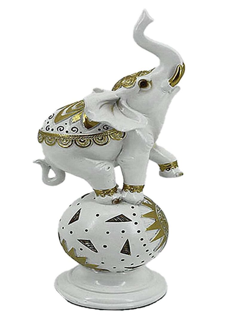 Decorazione Elefante Bianco Con Decorazioni Oro