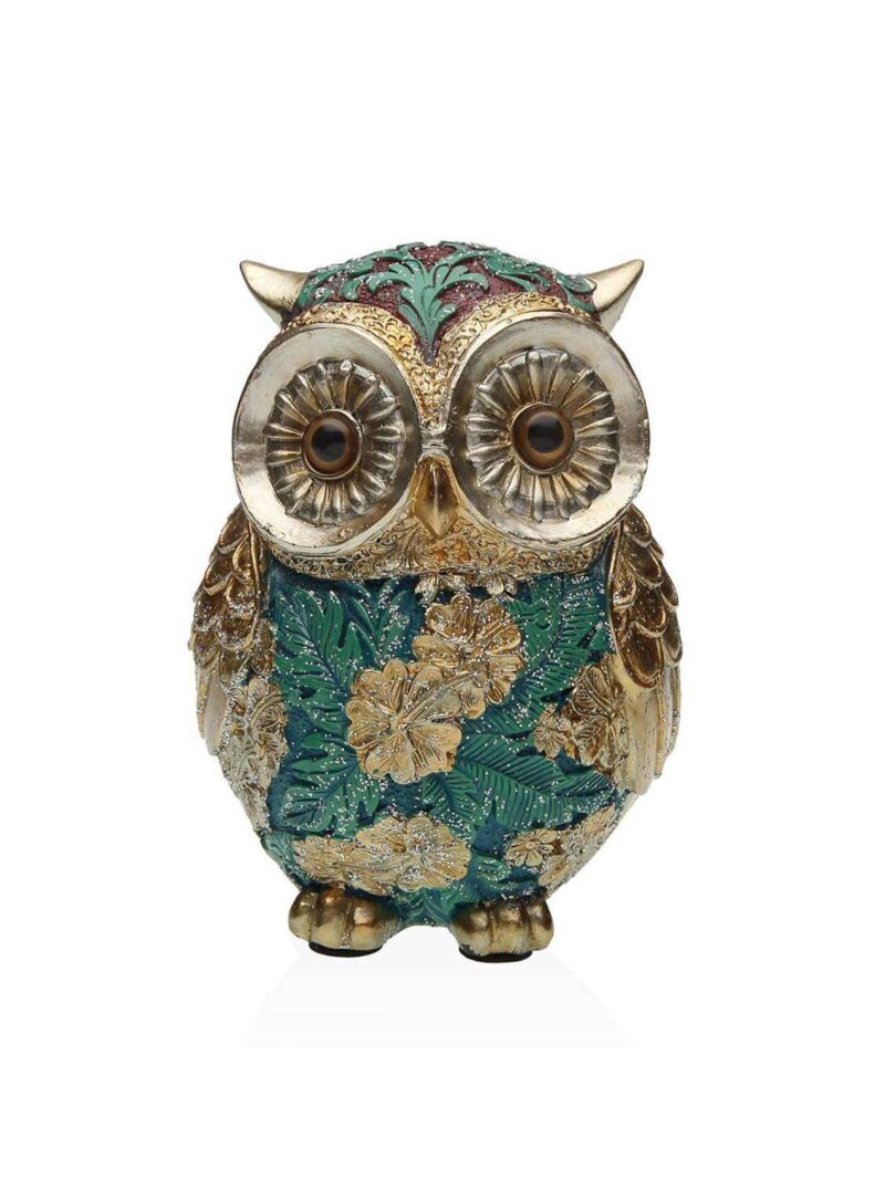 Gufo Decorativo Verde/Oro 11 Cm