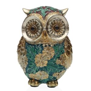 Gufo Decorativo Verde/Oro 14 cm