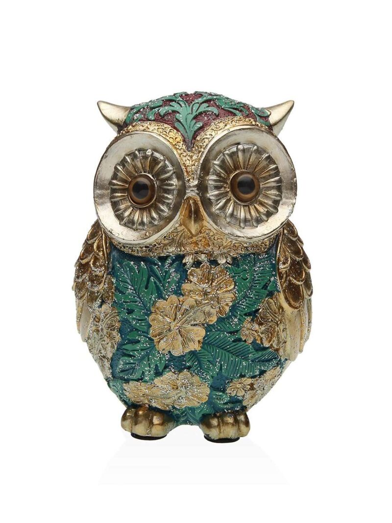 Gufo Decorativo Verde/Oro 14 Cm