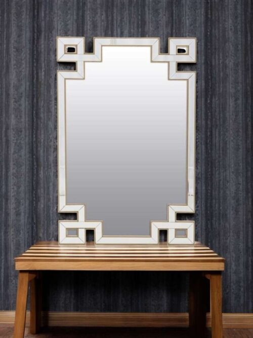 Specchio da Parete Moderno con Cornice in Legno Oro 120x80