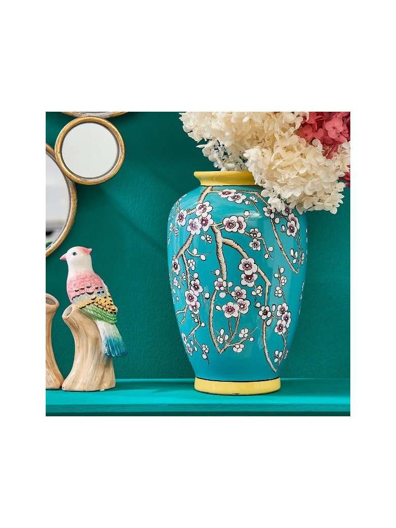 Vaso Sakura In Porcellana Dipinto A Mano Blu