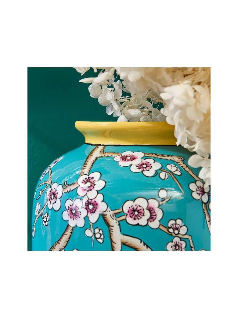 Vaso Sakura In Porcellana Dipinto A Mano Blu
