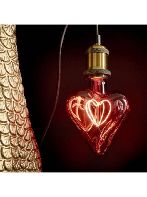 Lampadina LED a Cuore Rossa Effetto Vintage