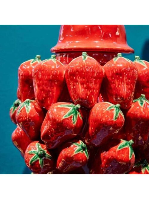 Vaso Fragola a Coperchio Stoneware Rosso