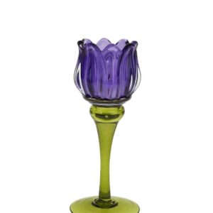 Candeliere Tulipano Vetro Viola h19 cm