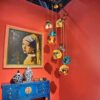 Lampadario Prisma Blu Giallo