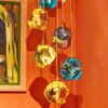 Lampadario Prisma Blu Giallo