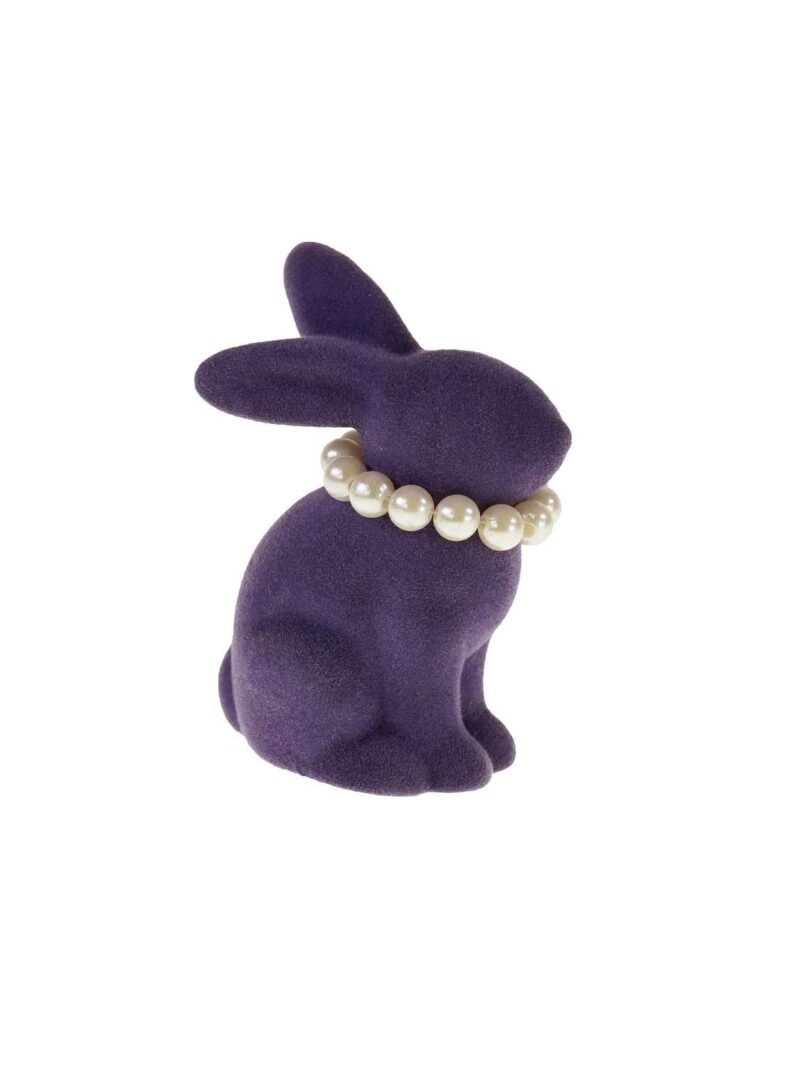 Coniglietto Pasquale Floccato Con Collana Di Perline