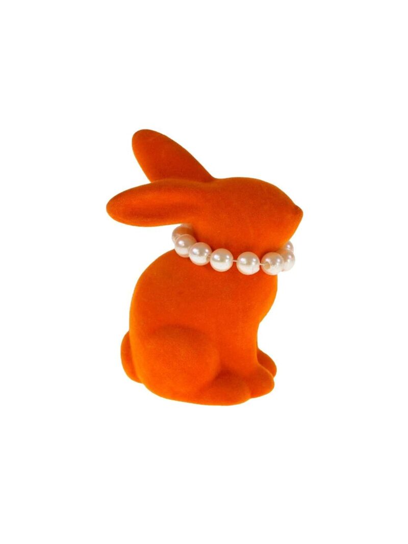 Coniglietto Pasquale Floccato Con Collana Di Perline
