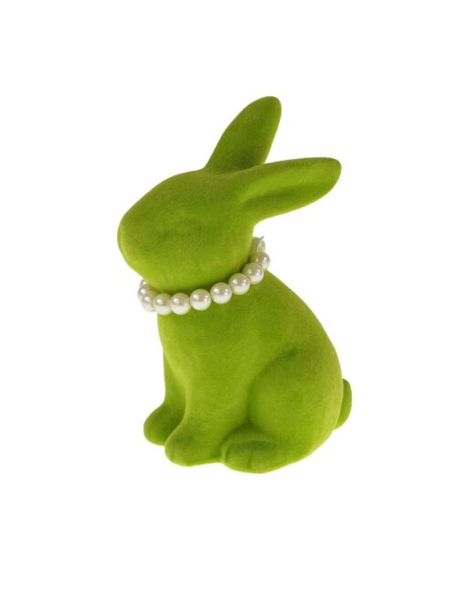 Coniglietto Pasquale Floccato con Collana di Perline