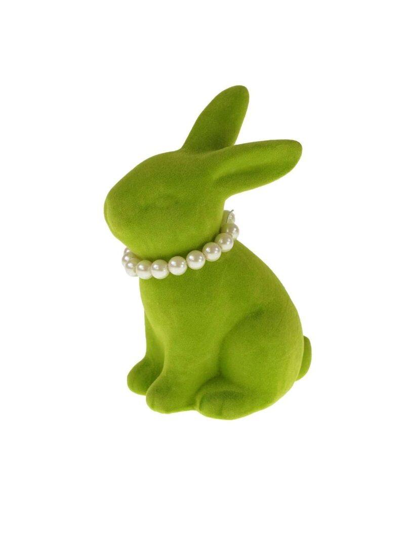 Coniglietto Pasquale Floccato Con Collana Di Perline
