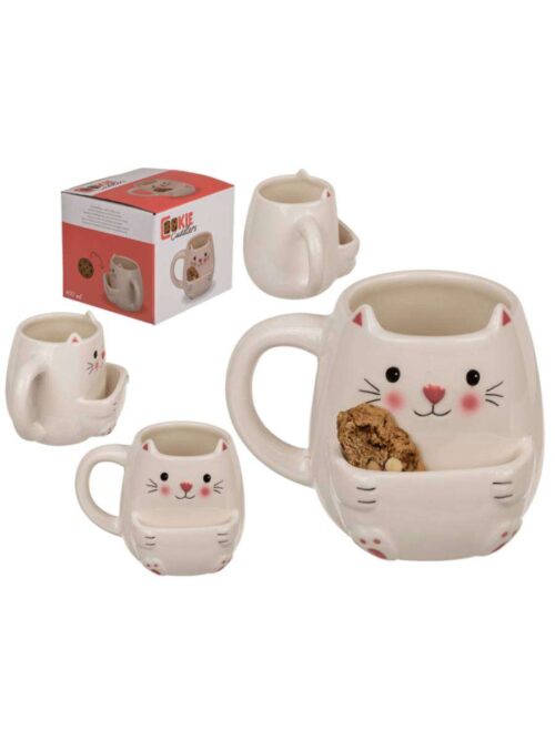Tazza Gatto in Ceramica con Portabiscotto