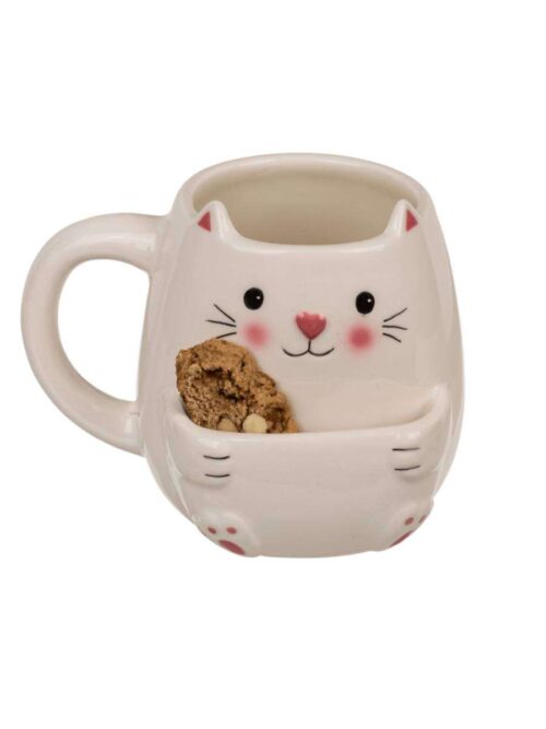 Tazza Gatto in Ceramica con Portabiscotto