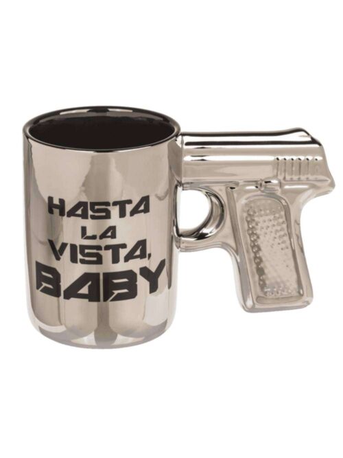 Tazza Argentata con Manico a Pistola Hasta La Vista Baby