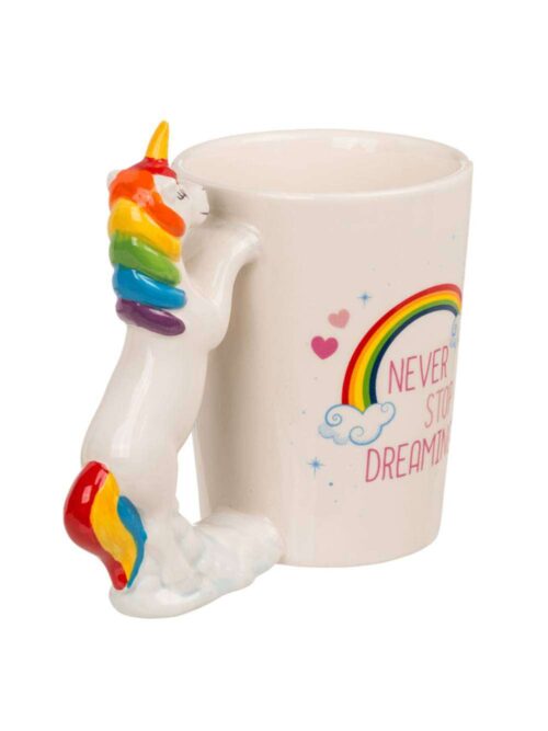 Tazza con Manico a Forma di Unicorno Never Stop Dreaming