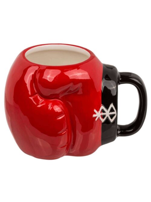 Tazza in Ceramica a Forma di Guanto da Pugilato Rossa con Manico Nero