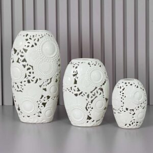 Vaso in Ceramica Bianco h46 cm Collezione Kyoto di Henriette