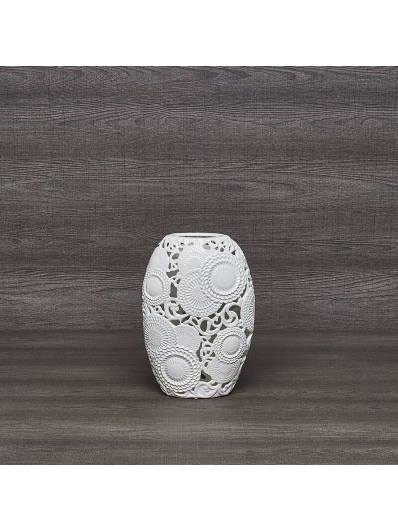 Vaso In Ceramica Bianco H33 Cm Collezione Kyoto Di Henriette