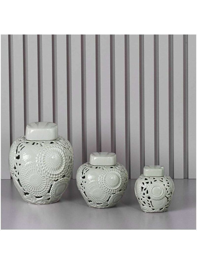 D17136_ Potiche In Porcellana 20 Cm Colore Grigio Collezione Kyoto Di Henriette