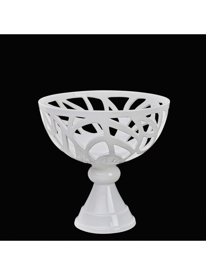 Coppa Con Piede In Ceramica Ø28 Bianco Collezione Leaves Di Henriette