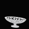 Coppa Ovale con Piede in Ceramica 35x16 Bianco Collezione Leaves di Henriette