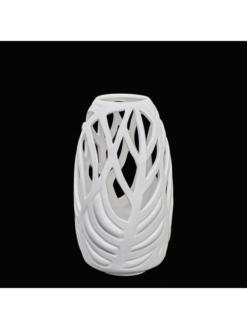 D17635 Vaso Rotondo In Ceramica H13 Cm Collezione Leaves Di Henriette