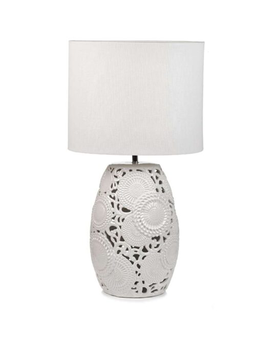 Lampada in Ceramica Bianco con Paralume Bianco